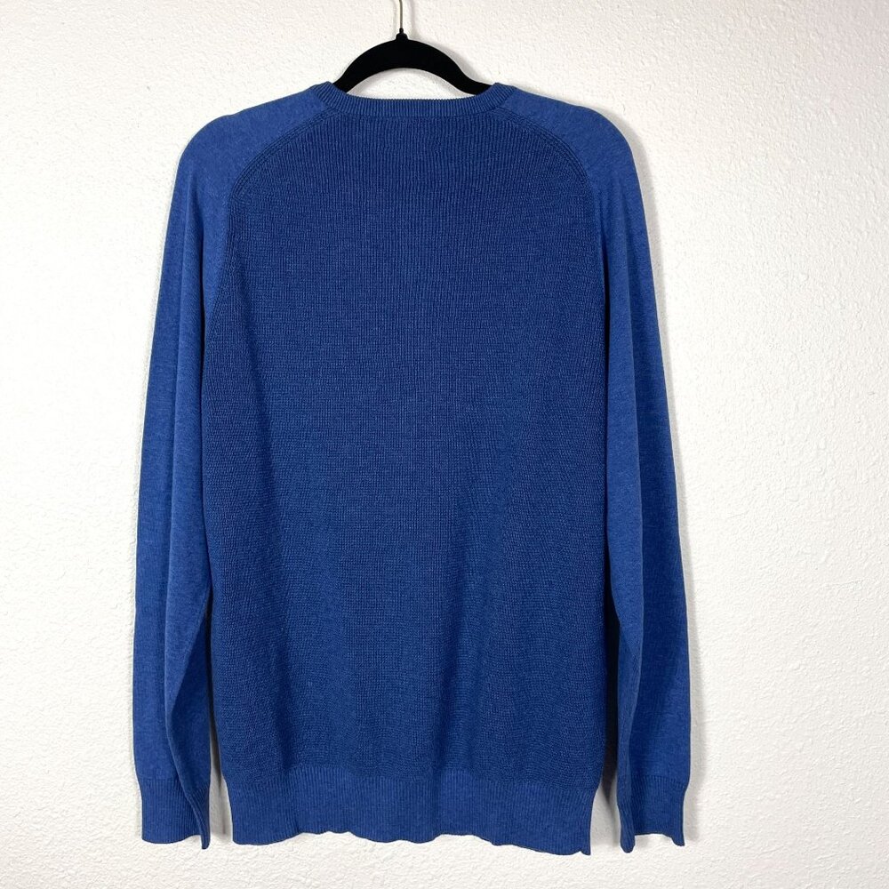 Brooks Brothers Sweater Red Fleece Men Blue Henley Neck Knit Casual Size Large - Picture 5 of 6